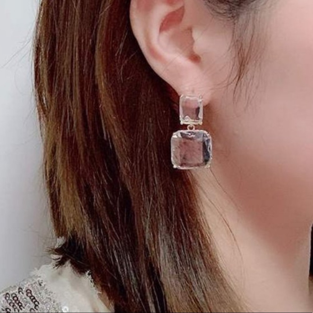 💎 Square crystal earrings - Picture 3 of 4